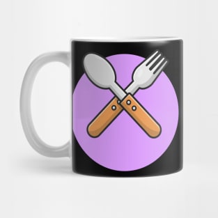 Fork And Spoon Cartoon Vector Icon Illustration (2) Mug